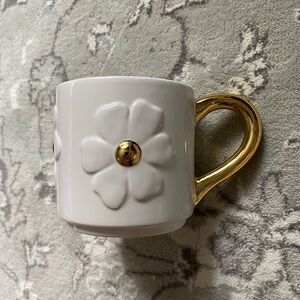 Target Ceramic White Floral Mug with Gold Handle